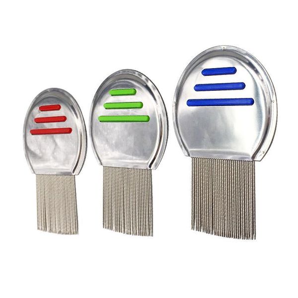

1pcs terminator lice comb nit kids hair rid headlice stainless steel metal teeth remove nit brush f jllitn, Silver