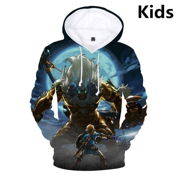 

3 to 14 years kids hoodies the legend of zelda 3d printed hoodie sweatshirt boys girls long sleeve jacket coat children clothes, Black