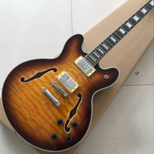 

new standard custom,f hollow body jazz electric guitar 6 strings.sunburst color gitaar,custom guitarra