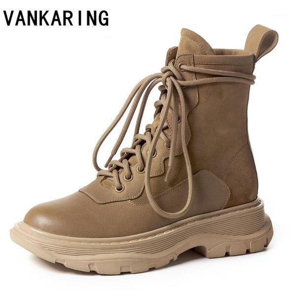 

boots height increasing platform shoes woman ankle thick sole waterproof side zip lace-up riding women casual wedge shoes1, Black