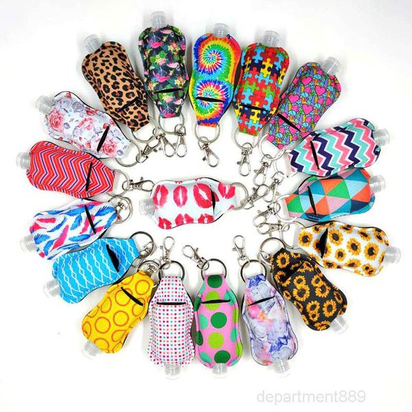 

new style neoprene sanitizer keychain bags with 30ml alcohol bottles key rings hand soap bottle holder gwd2037