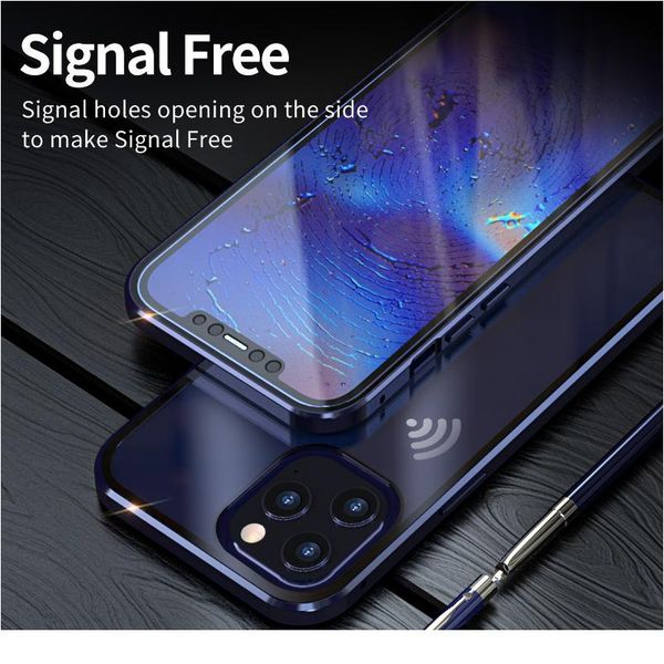 

360 magnetic metal double-sided glass case for iphone 12 11 pro mini xs xr max cover for iphone bbyksh