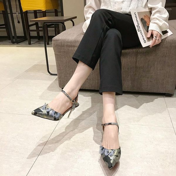 

dress shoes 2021 summer fashion versatile thin and elegant gentle wind with pointed sandals female lady small butterfly high heels x0961, Black