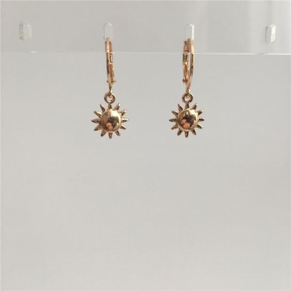 

charm cute gold color plating celestial sun small hoop earring for women girl, Golden