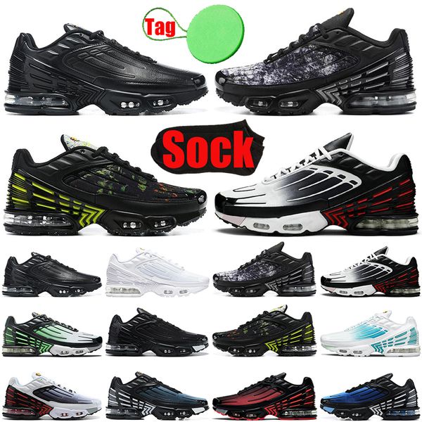 

with sock tag tn plus 3 men running shoes triple black white red ghost green laser blue graphy pack mens trainers sports sneakers runners