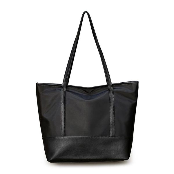 

fashion waterproof oxford patchwork leather shoulder bag women simple daily shopping handbags large capacity casual tote bag