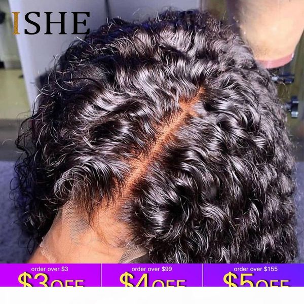 

hd transparent lace wigs invisible lace front wigs short bob curly lace front human hair wig for women, Black