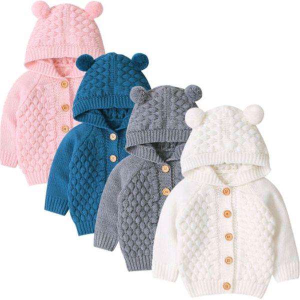 

pudcoco новый 0-24м зима infant младенцев девочки мальчики теплое пальто с капюшоном 3d уши с длинным рукавом вязать прекрасный пальто outwe, Black
