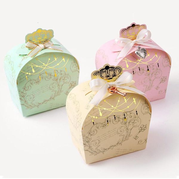 

gift wrap 20pcs gilding crown candy box wedding favors package birthday party favor bags macaroon color packaging paper bag