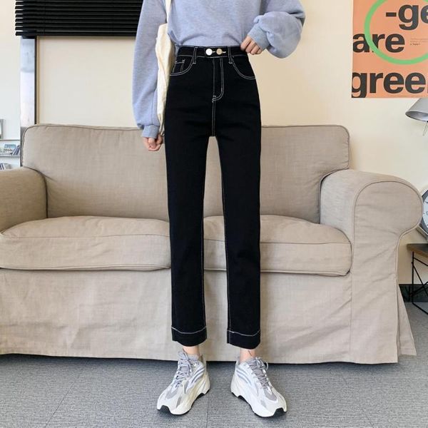 

high waist catch hair thickening joker pipe show skinny jeans, Blue