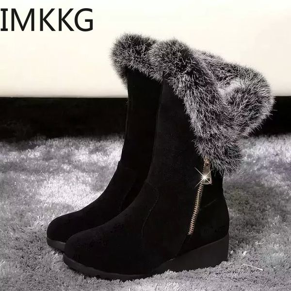 

women snow boots high tube classic thick models autumn and winter big cotton shoes quality platform boots, Black