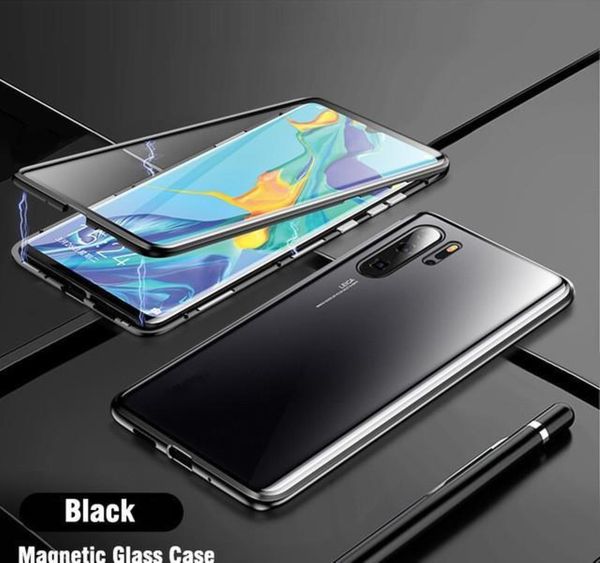 

magnetic absorption metal phone case for huawei p30 p40 pro lite cover double sided tempered glass huaweip30 pro lite bag sqcvmbw
