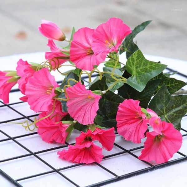 

flowers artificial morning glory vibrantly vine decoration garden silk cloth1