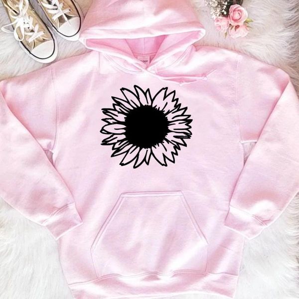 

big graphic women fashion sunflowers grunge tumblr hipster cotton winter sweatshirt casual girl gift pullovers art vintage 1, Black