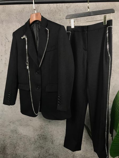 

2021 новые дамы модные цепные куртки + брюки 2 частей набор 1009, White