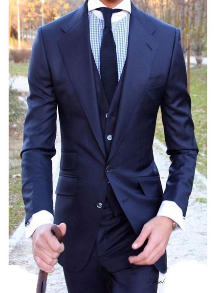 

men's suits & blazers smoking custom made groomsmen notch lapel groom tuxedos navy men wedding man blazer (jacket+pants+vest), White;black