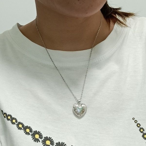

heart necklace designer necklace luxury designer jewelry women love necklace opening p box pendant with chain, Silver