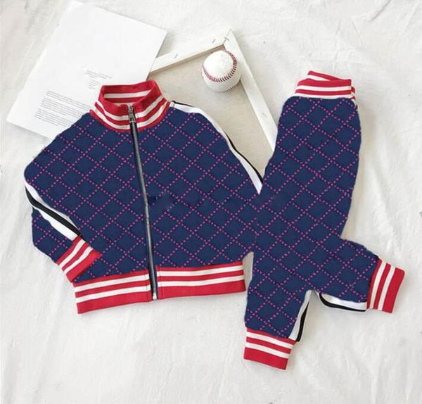 

korean version of plaid printing jogging sets suit boys and girls sweaters hooded sweatshirts, White
