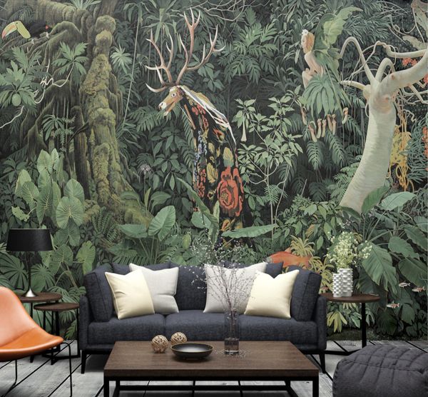 

обои al-mulk обои mural самоклеящийся rainforest deer fq232 тв фон украшение стены 3d эффект водонепроницаемый и грибок proof