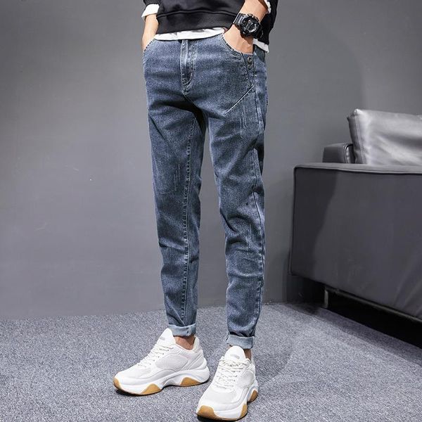 

spring autumn 2020 new men's slim elastic jeans fashion business classic style jeans denim pants trousers long pants male, Blue