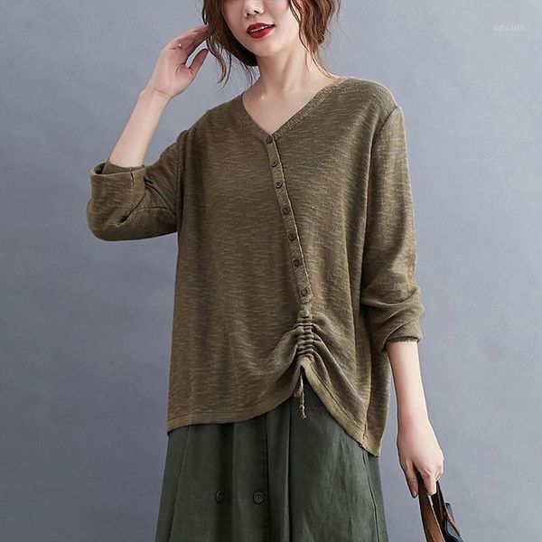 

women casual knitted pullover new 2020 autumn simple style v-neck solid color loose comfortable female long sleeve sweater s26241, White;black