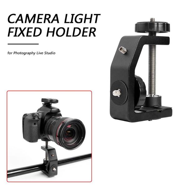 

tripod heads camera led flash pography fixed holder stand buckle base vertical surface mount adapter aluminum alloy desk clip bracket