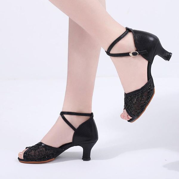 

women's rumba eillysevens waltz prom ballroom latin dance strap buckle shoes sandals#, Black