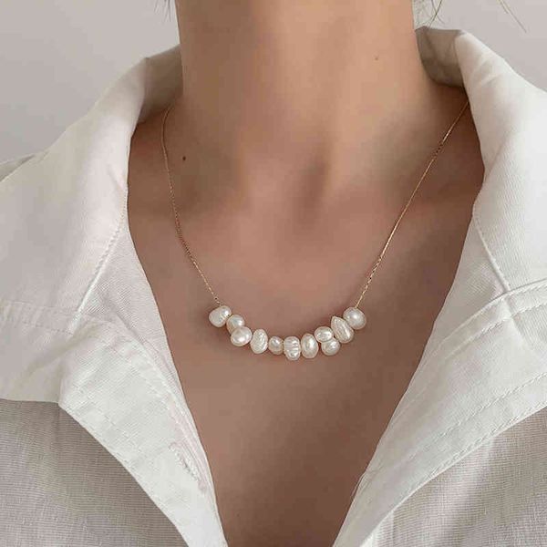 Minimalista natural água doce pérola gargantilha colar barroco real pérola para mulheres menina moda jóias acessórios de casamento