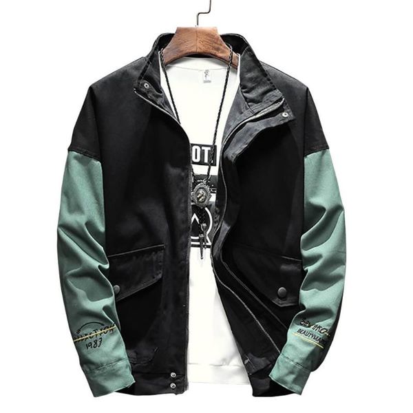 

men's jackets autumn trend casual 1987 letter printed hip hop loose outwear coat zippers pockets street wear jacket plus size, Black;brown
