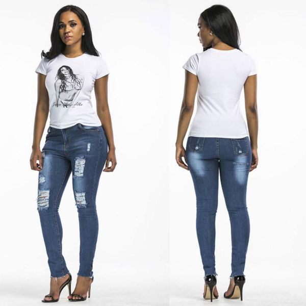 

pants jeans casual-trousers ripped mid-waist ripped blue skinny denim length dm0011