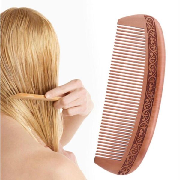 

natural wide soft tooth peach wood no-static massage hair mahogany comb new hair head care levert sale, Silver