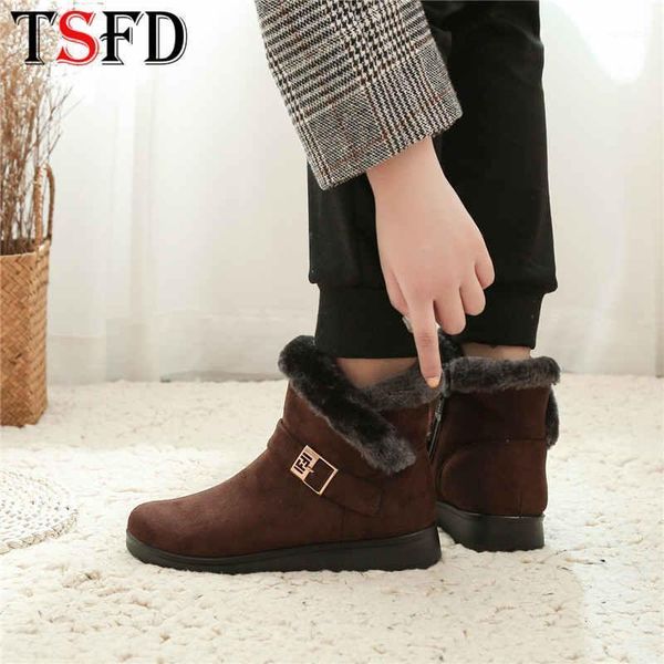

boots keep warm women winter shoes plus size snow slip-on casual footwear 2021 women's platforms plush lady shoe w81, Black
