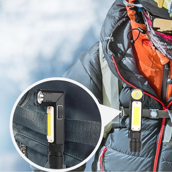 

90 degree led usb rechargeable torch light for outdoor camping angle adjustable nin668