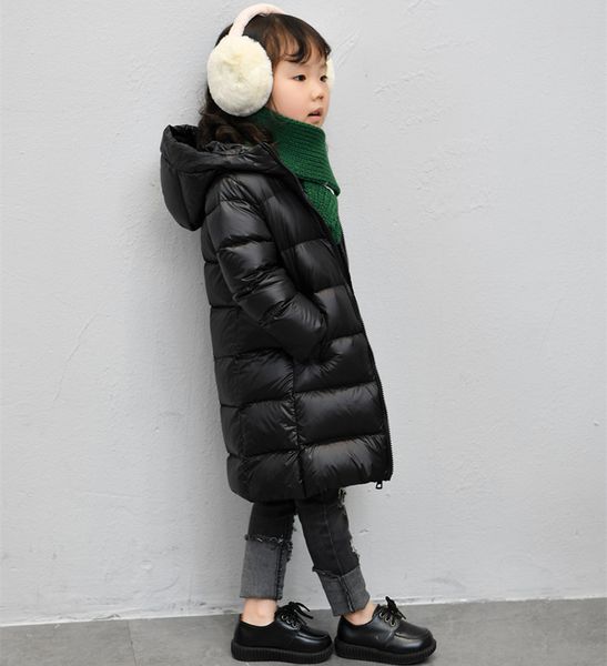 

off season 2020 new children's down jacket mid long hooded over knee thickened baby boys and girls middle school children, Blue;gray