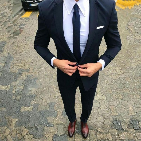 

navy blue business men suits for wedding man blazers groomsmen tuxedos bridegroom jacket 2piece costume homme terno masculino1, White;black