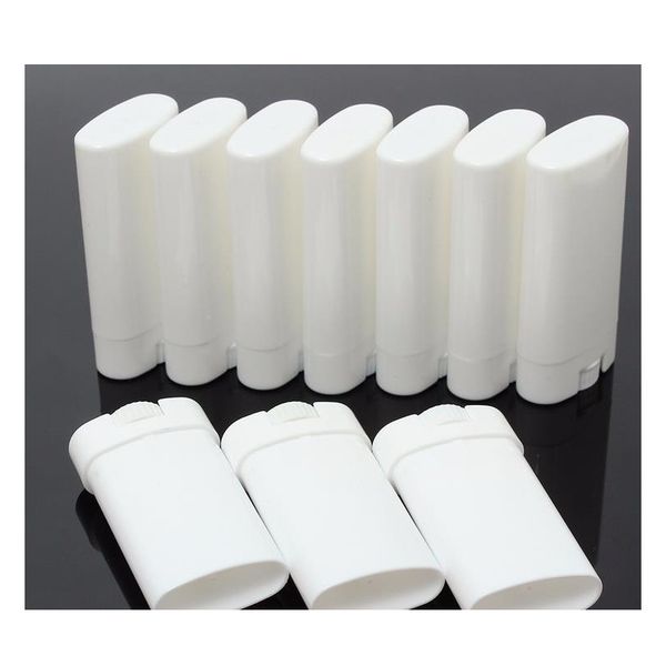 

1000pcs 15g plastic empty diy oval lip balm tubes portable deodorant containers clear white lipstick fashion cool lip tubes