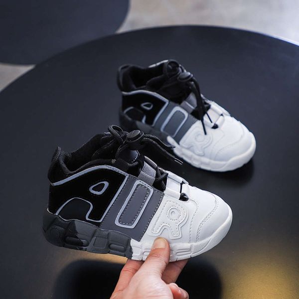 

and winter autumn 2020 new children's basketball plush warmth boys' sports leisure net girls' fashion single sho, Black;red