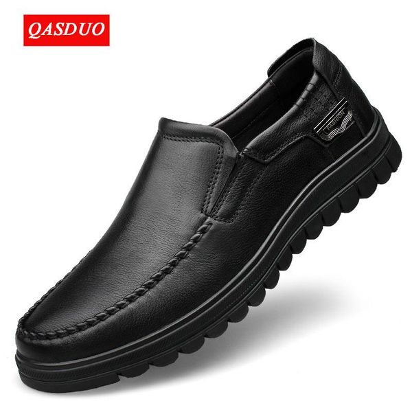 

qasduo марка мужская из натуральной кожи бизнес повседневная обувь basic flat british fashion свадебное платье черный кобель oxfords обувь, Black