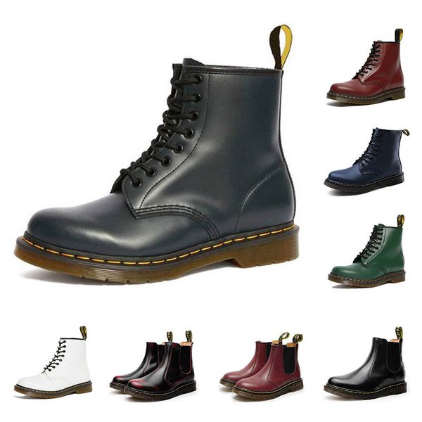 

2020 autumn winter season men women martin boots cherry red green navy female england wind snow wild short boots