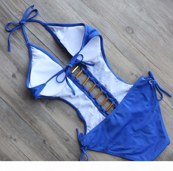 

zmtree 2017 swimwear women one piece swimsuit white backless bodysuit blue summer bathing suit push up monokini, White;black