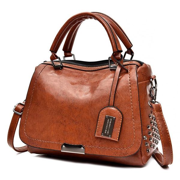 

amberler fashion women pu leather handbags female pillow shoulder bag luxury designer casual rivet crossbody bags