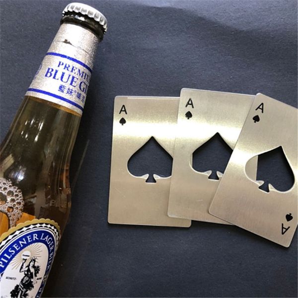 Apribottiglie portatile Birra Apri Utensili per la casa Picche Un tipo di carta Cavatappi Bar in acciaio inossidabile Cameriere Strumenti convenienti Creativo a forma di poker