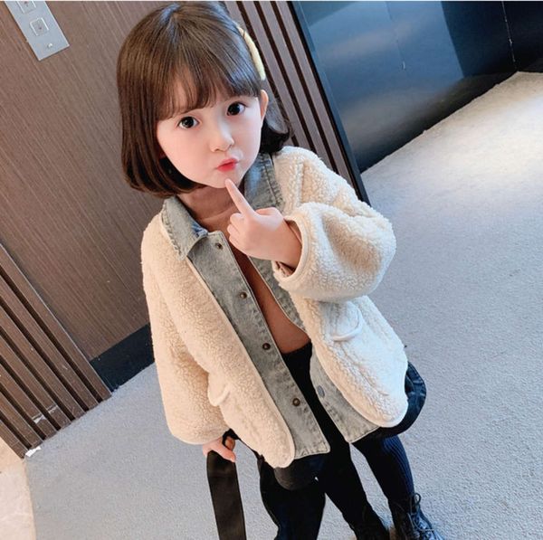 

winter 2020 girls' new korean cashmere lamb et cardigan children's wear, Black