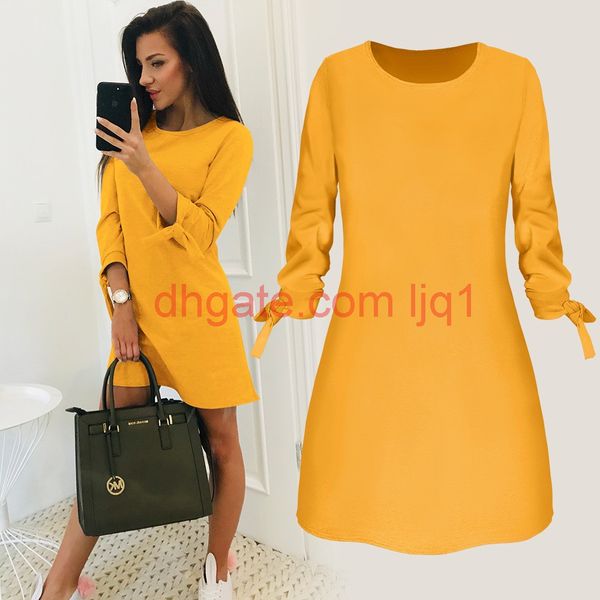 

spot 2021 european spring, summer and autumn solid color dress casual o-neck dress lace, support mixed batch, Black;gray