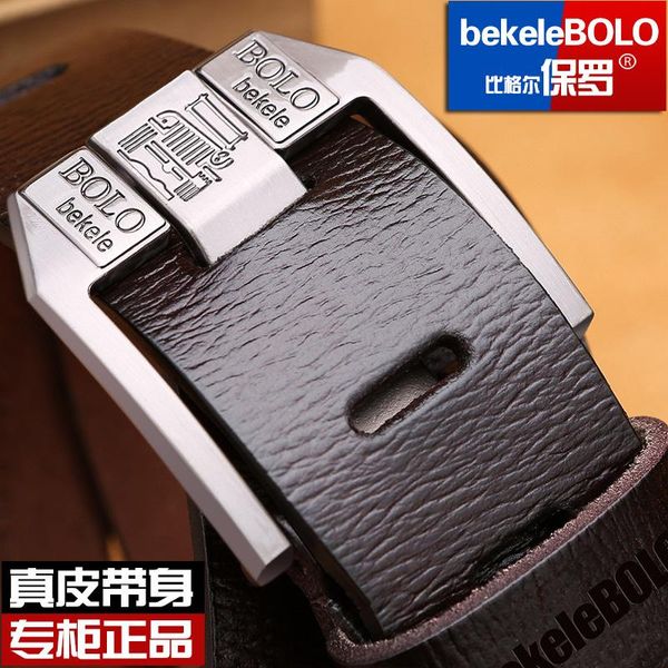 

authentic men's leather business fashion retro belt alloy pin buckle new buckle men's jeans wild belt mens belts luxury 2020 new, Black;brown