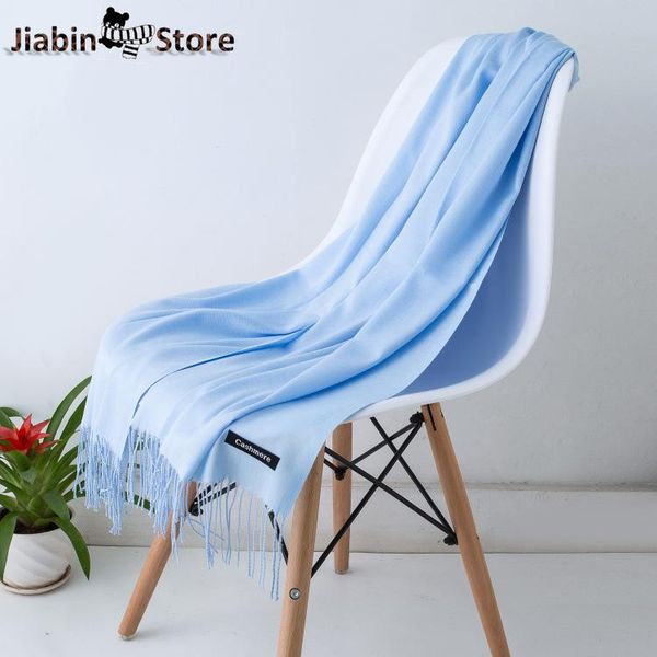 

winter cashmere women scarf female scarves lady tassel bandana women solid shawl wraps foulard tippet, Blue;gray