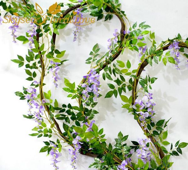 

5pcs long 2m 78.7inch high artificial flowers wisteria flower vine rattan decorative silk flowers home wedding