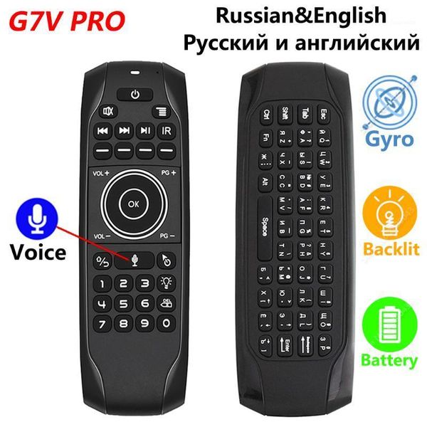 

g7v pro backlit gyroscope wireless air mouse with russian english keyboard 2.4g smart voice remote control g7 built-in battery1