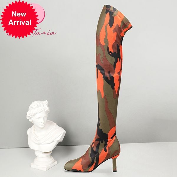 

2021 the new size 33-45 ladies thigh high-fashion colours mixed thick heels high on knee women's boots woman's shoes b0up, Black