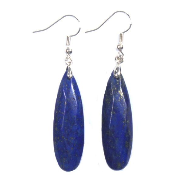 

kft natural carystal stone earrings reiki gem stone beads lapis faceted dangle hook drop earring for female jewelry, Silver